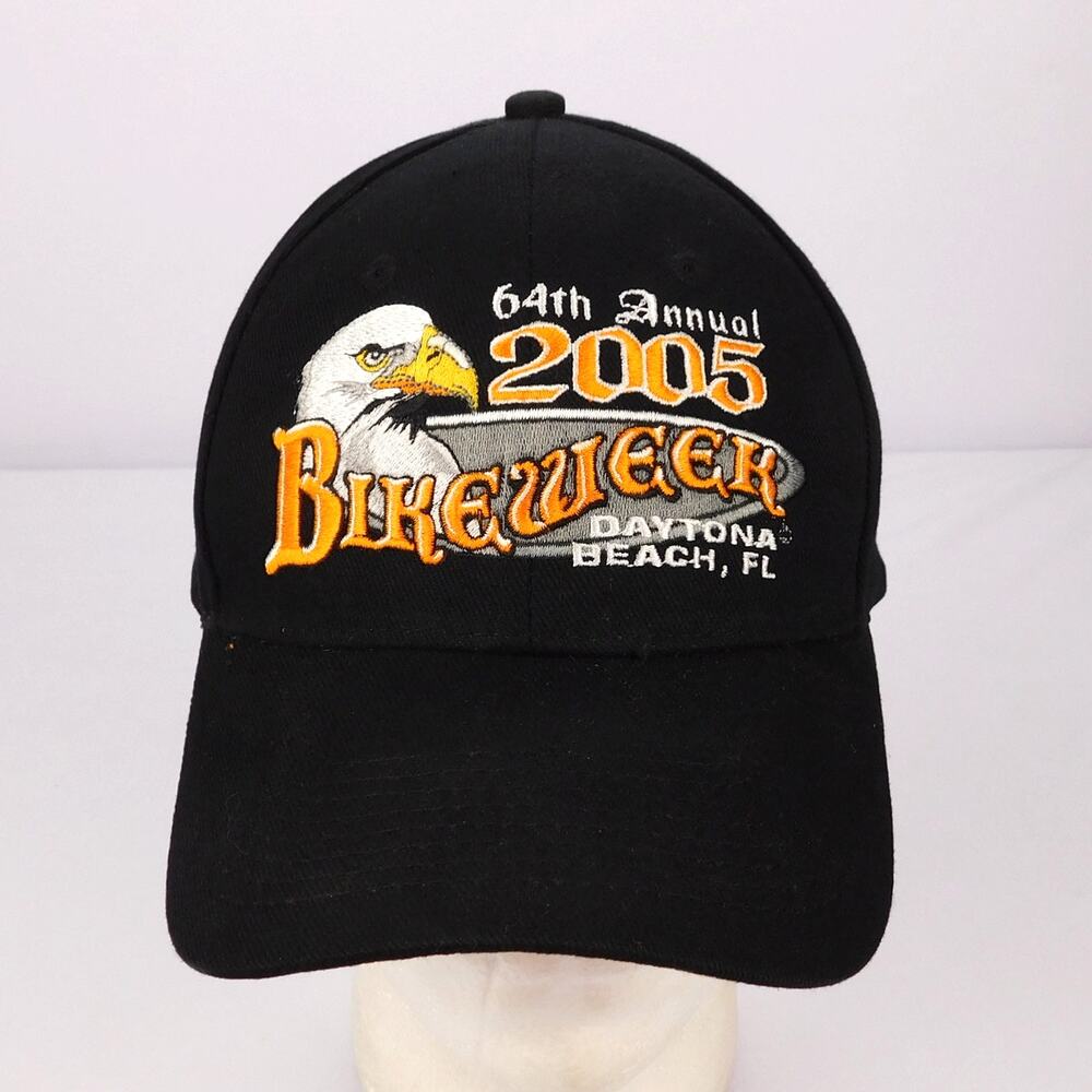 Vintage Daytona Bike Week 2005 Hat Black Orange Adjustable Embroidered Eagle
